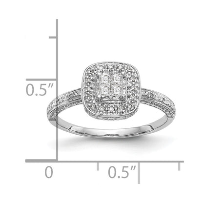 14K Weißgold Verlobungsring mit Diamant-Cluster (echte Diamanten), komplett besetzt
