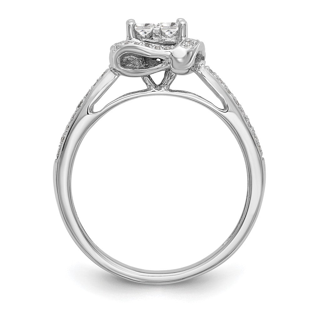 14K Weißgold Verlobungsring mit natürlichen Diamanten im Cluster-Design
