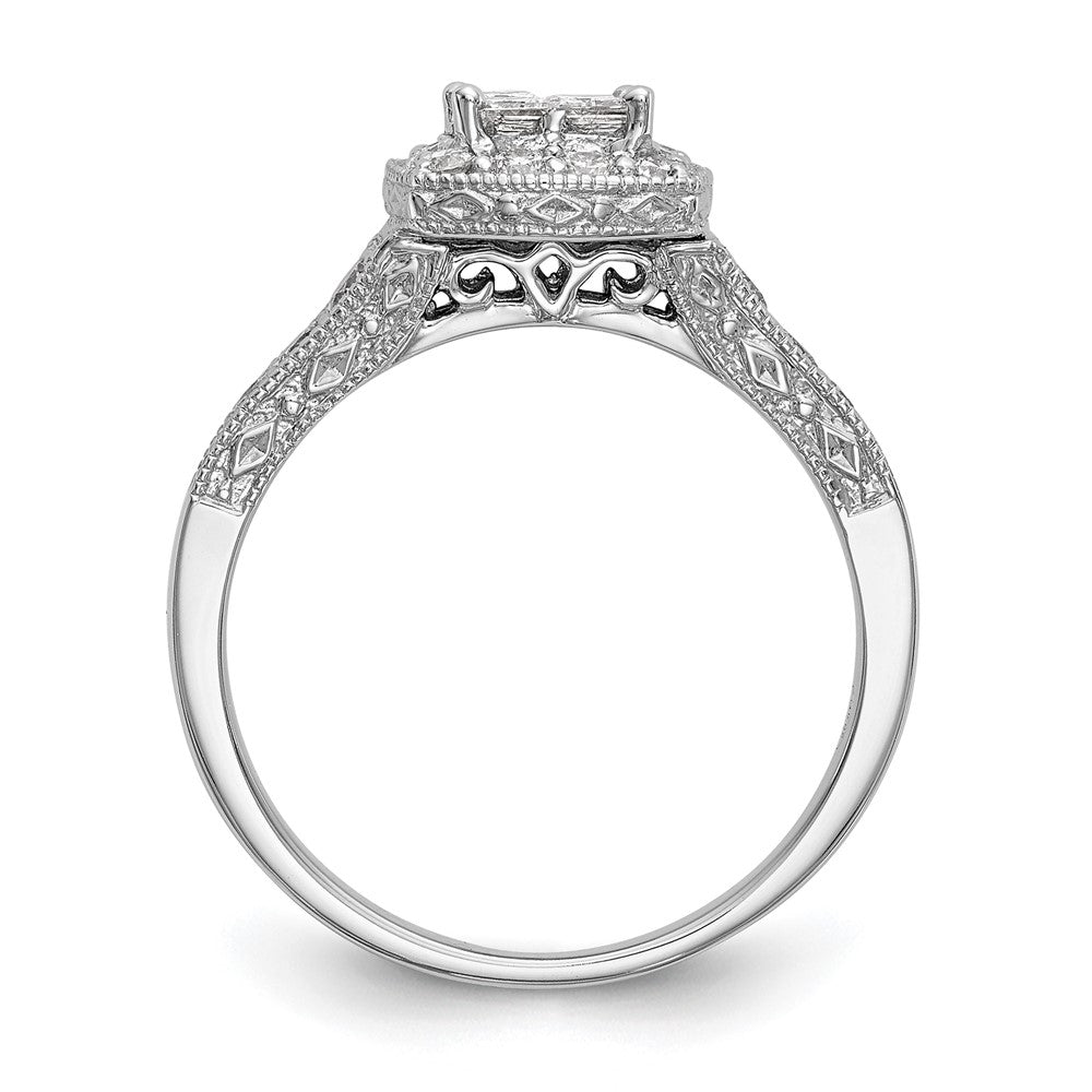 14K Weißgold Verlobungsring mit Diamant-Cluster, komplett besetzt mit echten Diamanten