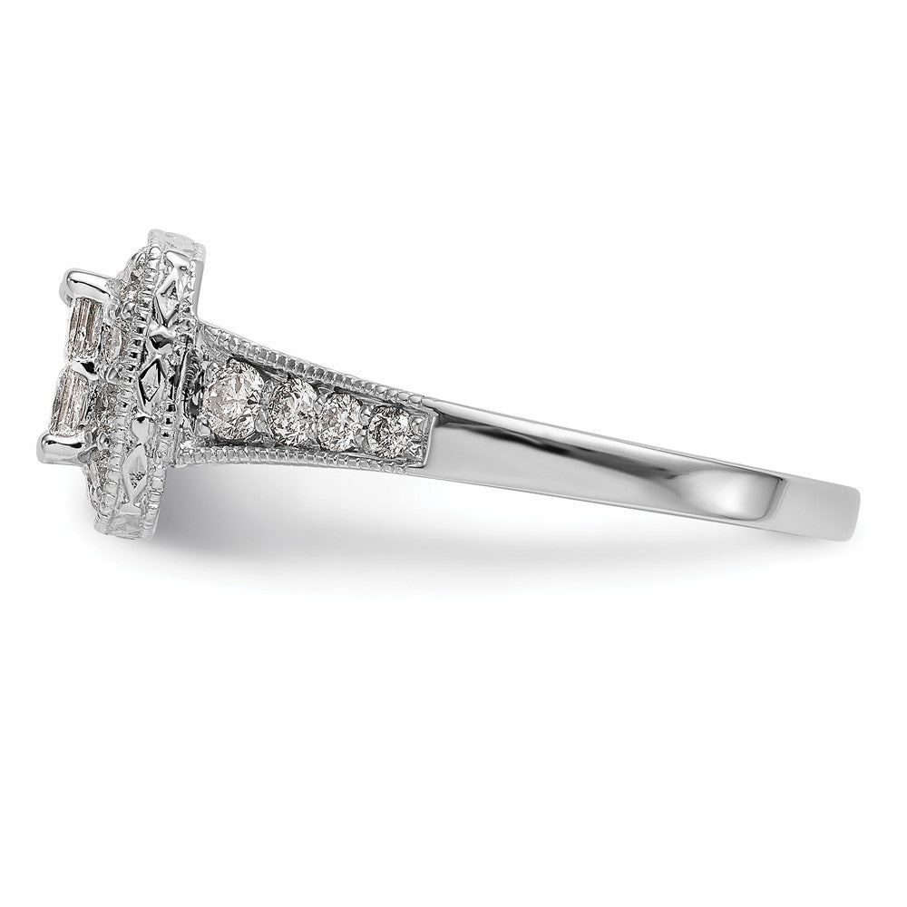 14K Weißgold Verlobungsring mit Diamant-Cluster, komplett besetzt mit echten Diamanten