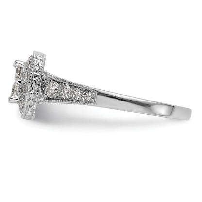14K Weißgold Verlobungsring mit Diamant-Cluster, komplett besetzt mit echten Diamanten