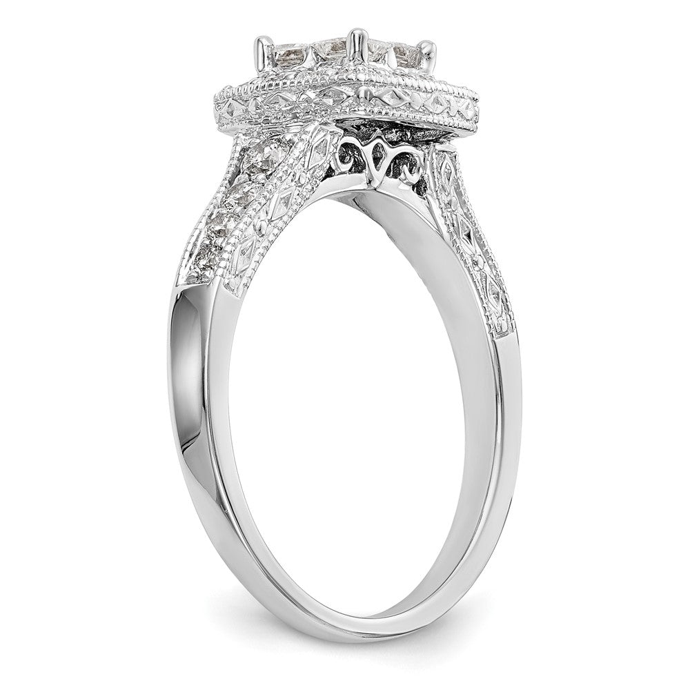 14K Weißgold Verlobungsring mit Diamant-Cluster, komplett besetzt mit echten Diamanten