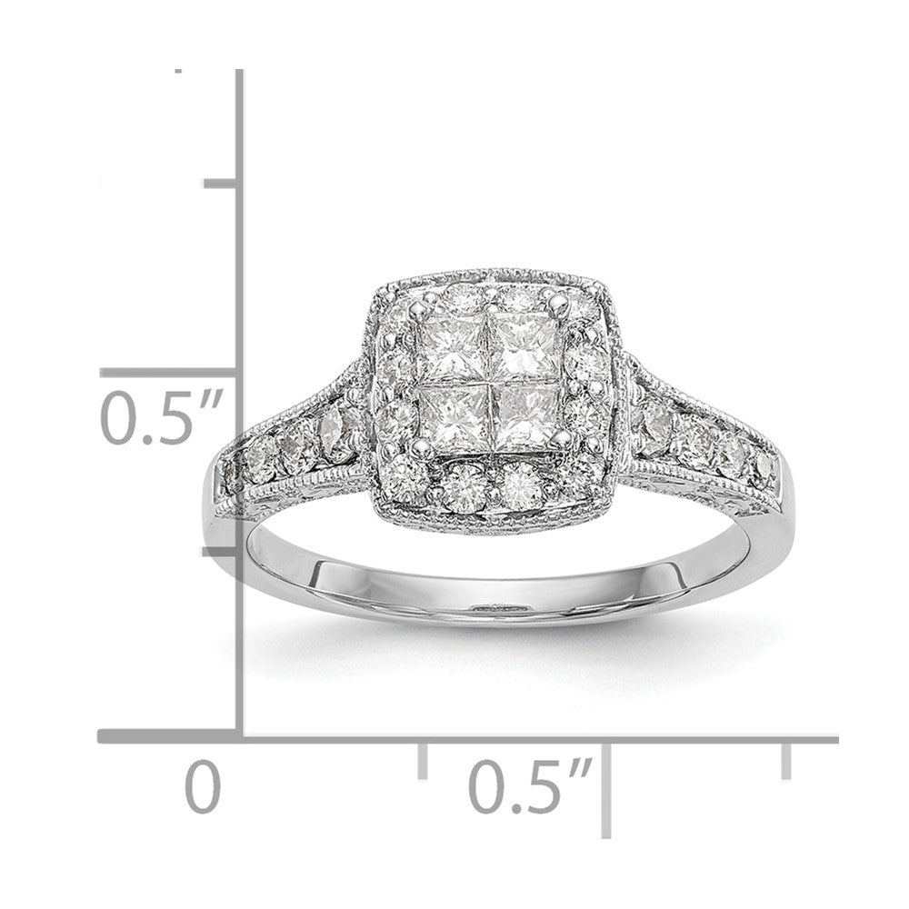 14K Weißgold Verlobungsring mit Diamant-Cluster, komplett besetzt mit echten Diamanten