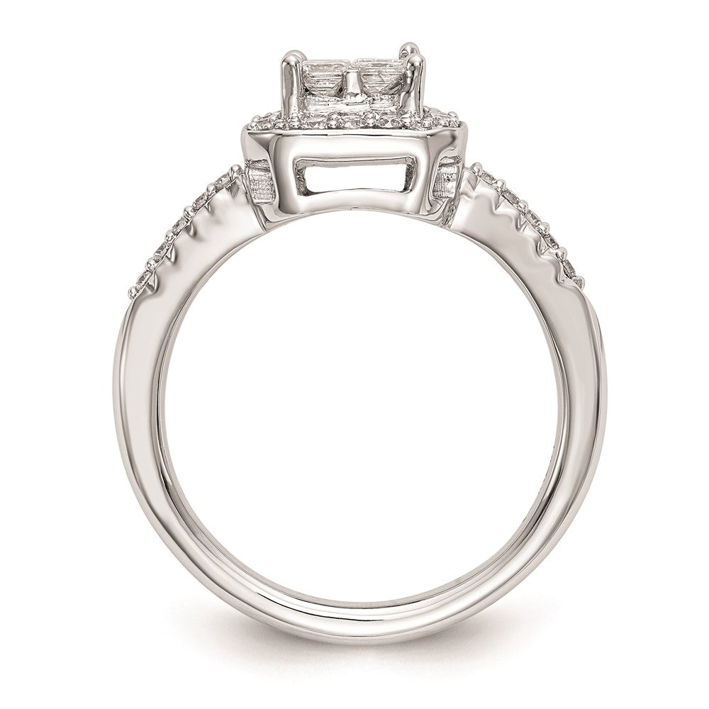14K Weißgold Verlobungsring mit echtem Diamant-Cluster, komplett besetzt