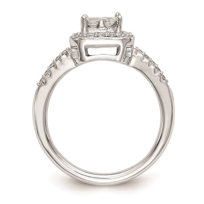 14K Weißgold Verlobungsring mit echtem Diamant-Cluster, komplett besetzt
