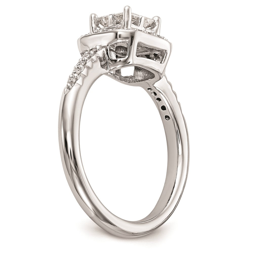 14K Weißgold Verlobungsring mit echtem Diamant-Cluster, komplett besetzt