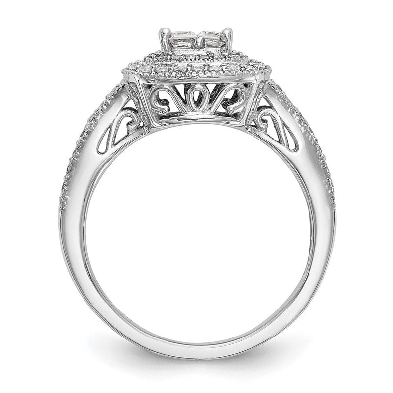 14K Weißgold Verlobungsring mit natürlichen Diamanten