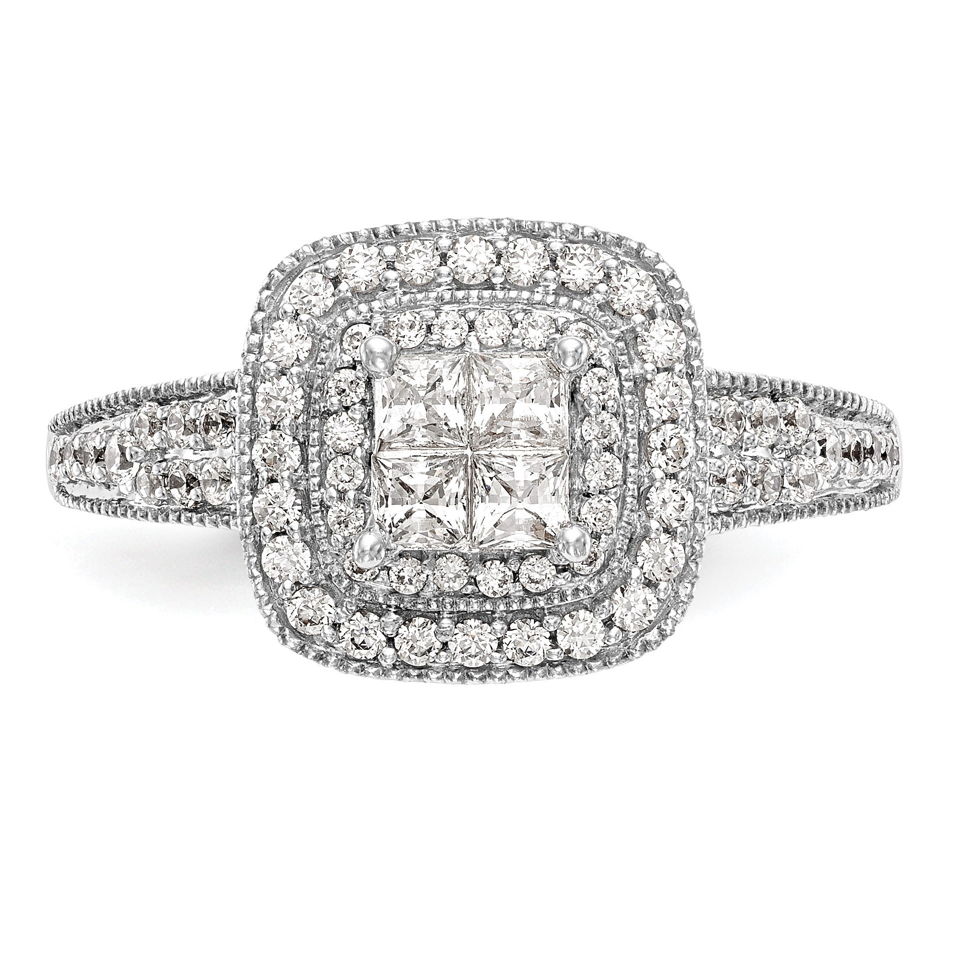 14K Weißgold Verlobungsring mit natürlichen Diamanten