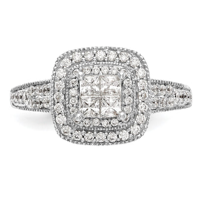 14K Weißgold Verlobungsring mit natürlichen Diamanten