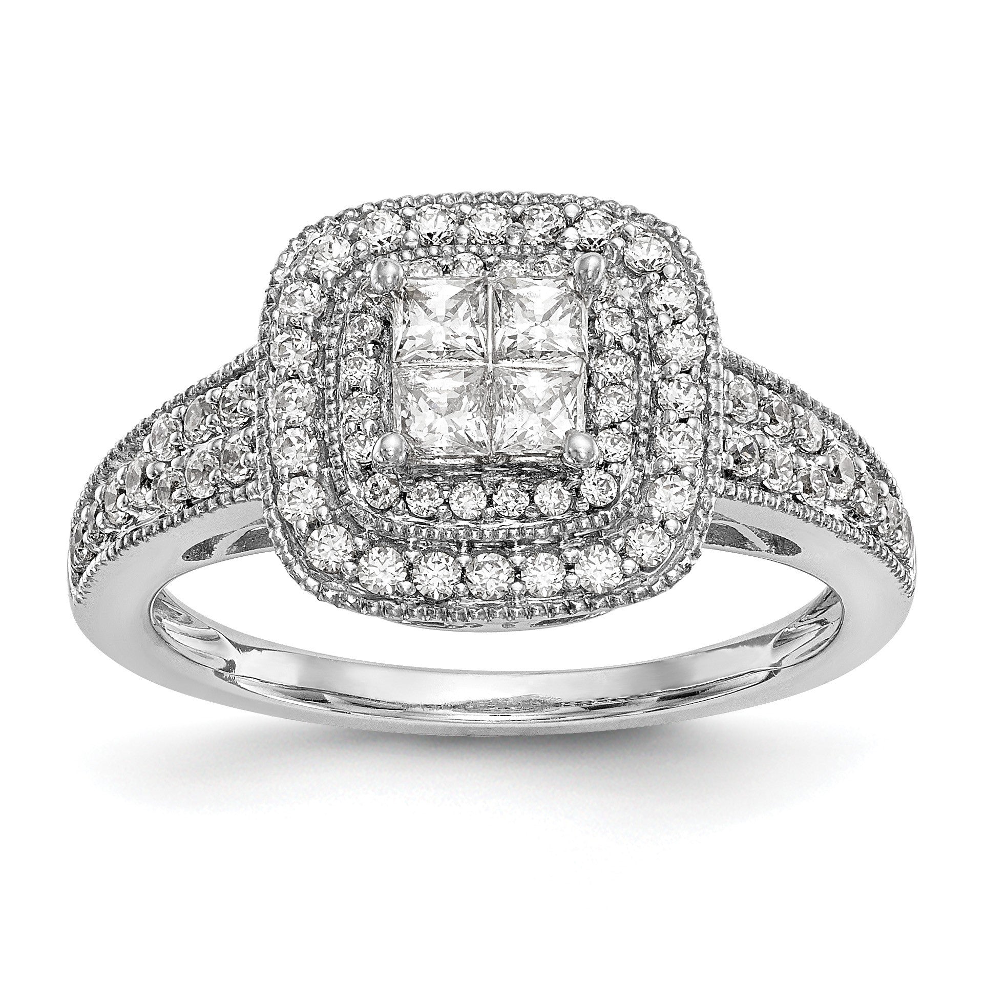 14K Weißgold Verlobungsring mit natürlichen Diamanten