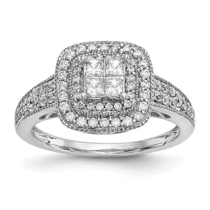 14K Weißgold Verlobungsring mit natürlichen Diamanten