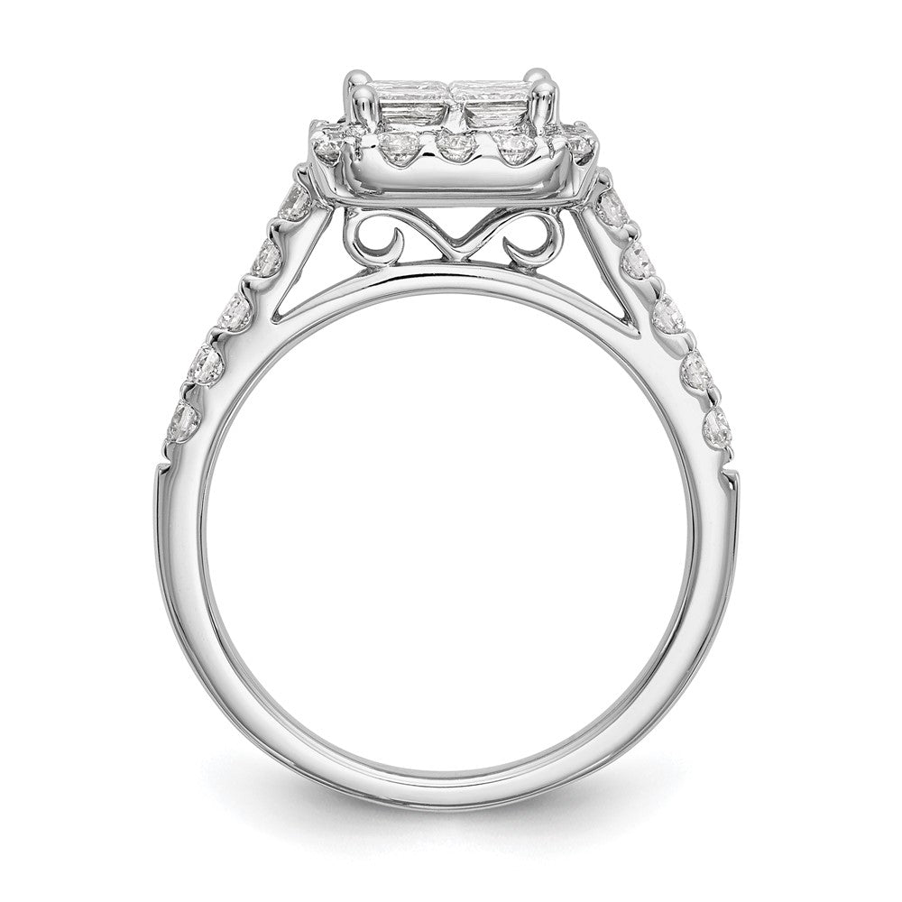 14K Weißgold Verlobungsring mit echtem Diamant-Cluster (Komplettring)
