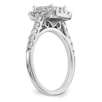 14K Weißgold Verlobungsring mit echtem Diamant-Cluster (Komplettring)