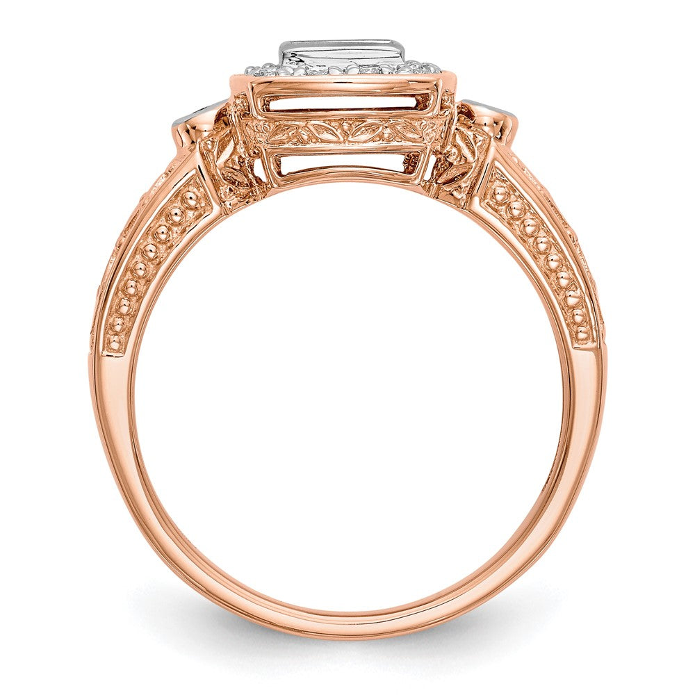14K Roségold Diamant-Cluster-Verlobungsring, komplett besetzt