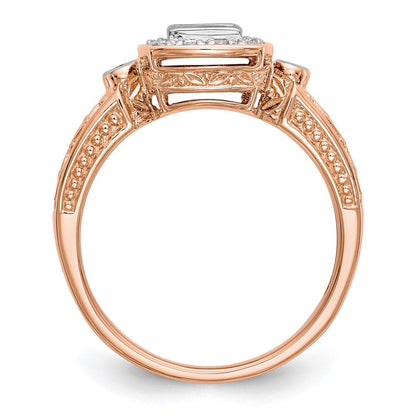 14K Roségold Diamant-Cluster-Verlobungsring, komplett besetzt