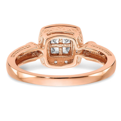 14K Roségold Diamant-Cluster-Verlobungsring, komplett besetzt