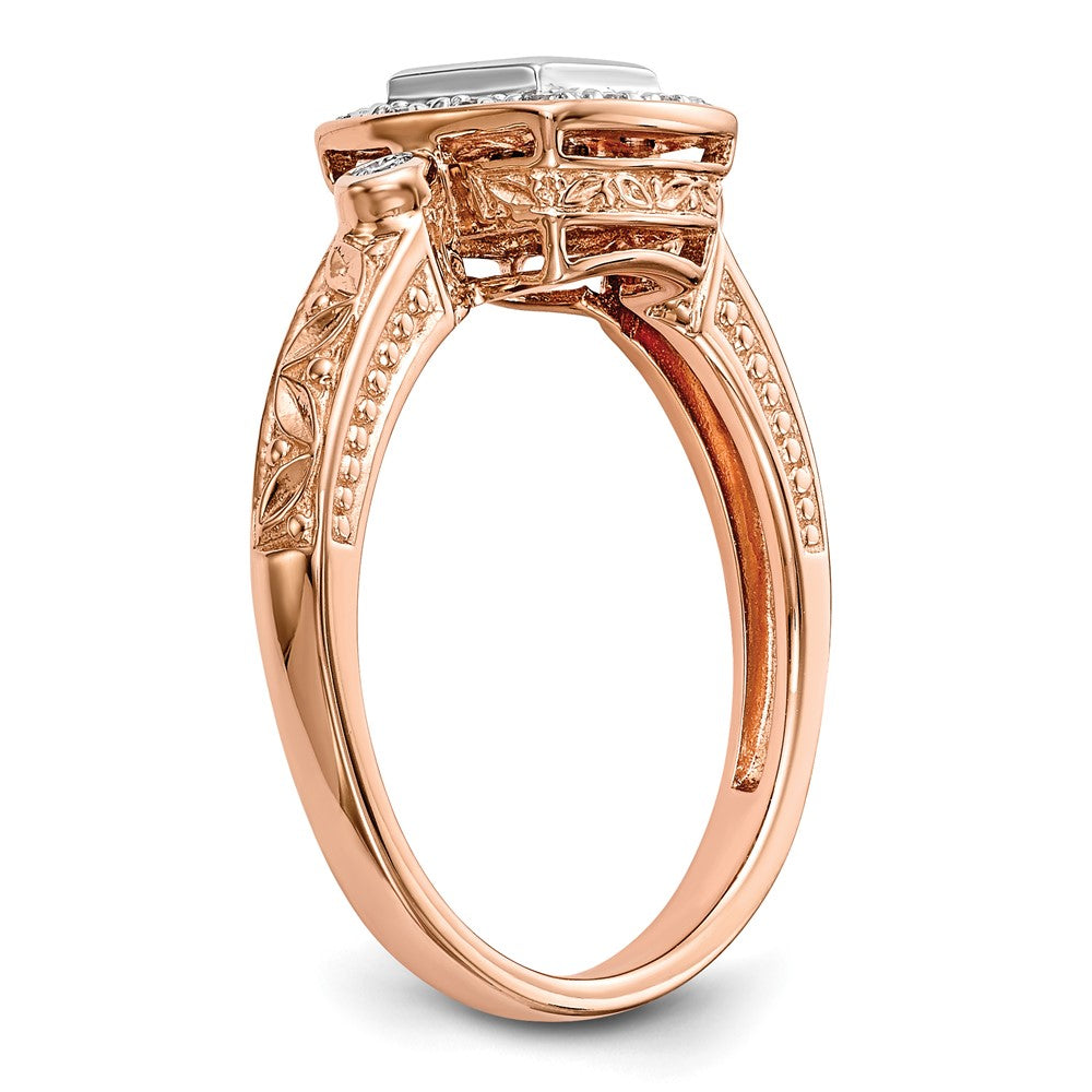 14K Roségold Diamant-Cluster-Verlobungsring, komplett besetzt