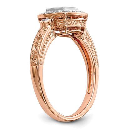 14K Roségold Diamant-Cluster-Verlobungsring, komplett besetzt