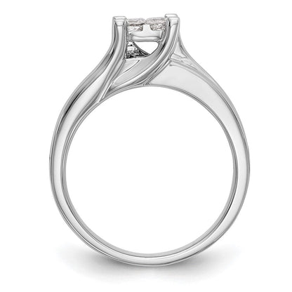 14K Weißgold Verlobungsring mit echtem Diamant-Cluster