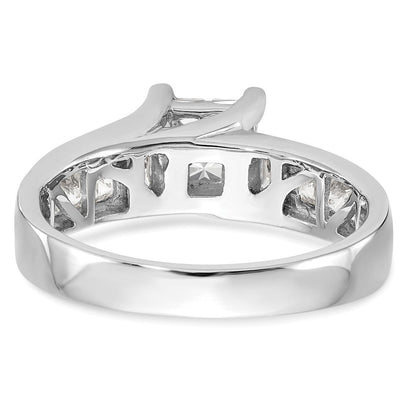 14K Weißgold Verlobungsring mit echtem Diamant-Cluster