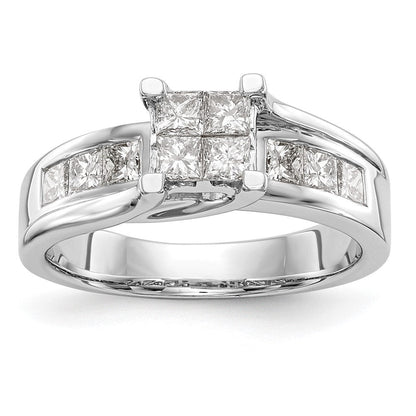 14K Weißgold Verlobungsring mit echtem Diamant-Cluster