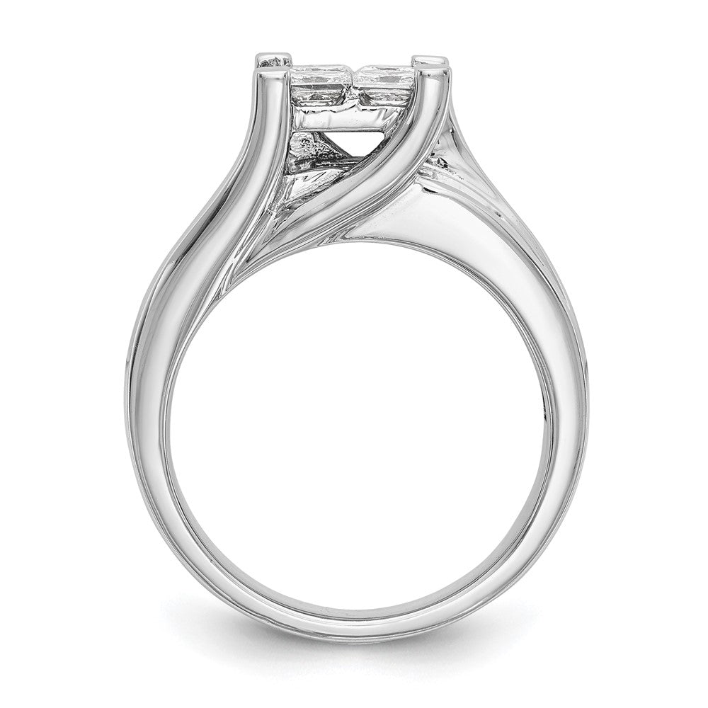 14K Weißgold Verlobungsring mit echtem Diamant-Cluster, komplett besetzt