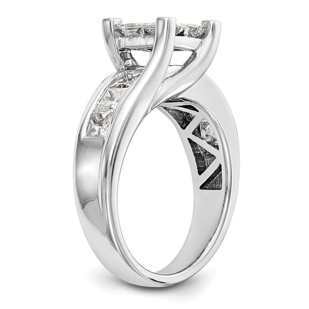 14K Weißgold Verlobungsring mit echtem Diamant-Cluster, komplett besetzt