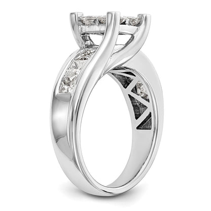 14K Weißgold Verlobungsring mit echtem Diamant-Cluster, komplett besetzt
