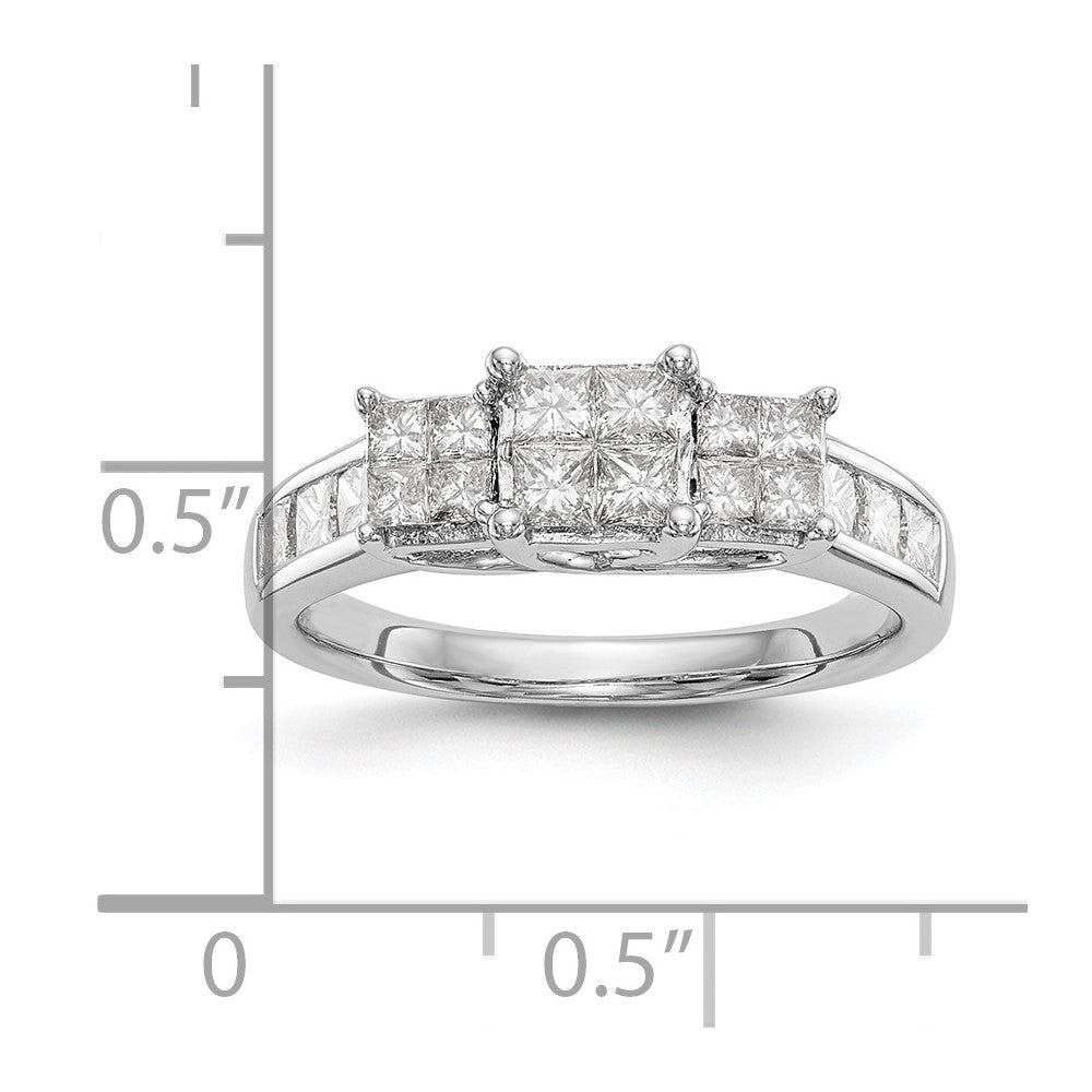 14K Weißgold Verlobungsring mit natürlichen Diamanten im Cluster-Design, vollständig gefasst