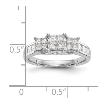 14K Weißgold Verlobungsring mit natürlichen Diamanten im Cluster-Design, vollständig gefasst