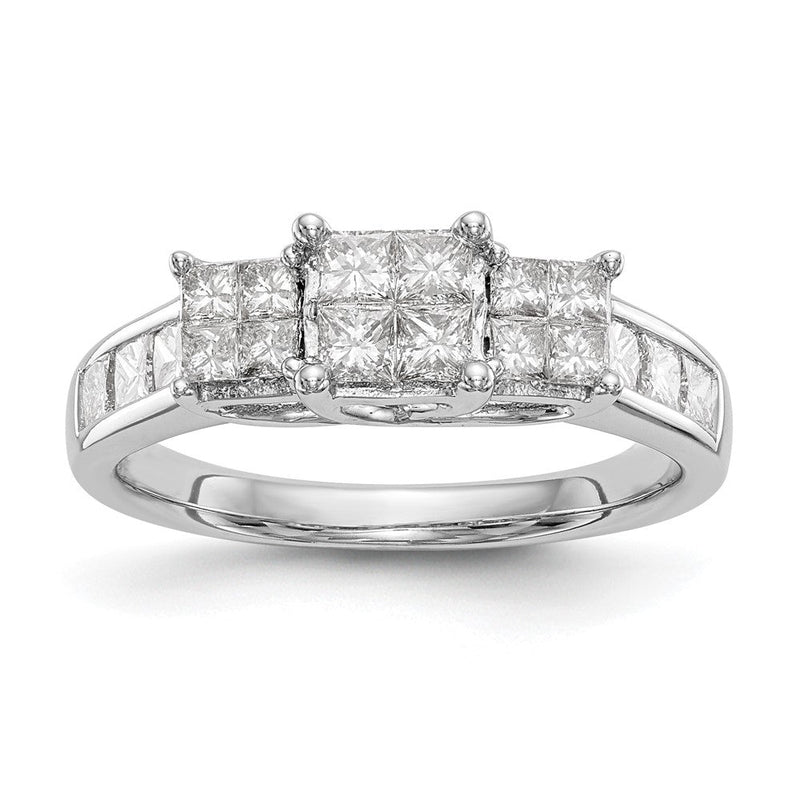 14K Weißgold Verlobungsring mit natürlichen Diamanten im Cluster-Design, vollständig gefasst