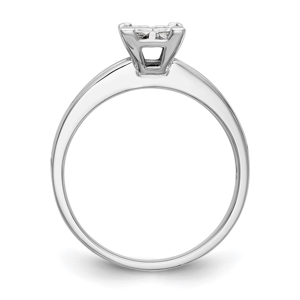 14K Weißgold Quadratisch Cluster 3/4 Karat Princess Diamant Komplett Verlobungsring