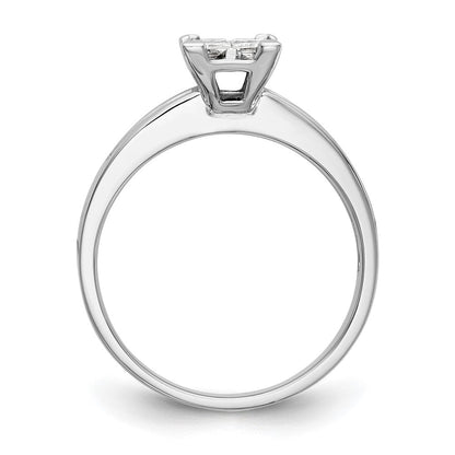 14K Weißgold Quadratisch Cluster 3/4 Karat Princess Diamant Komplett Verlobungsring