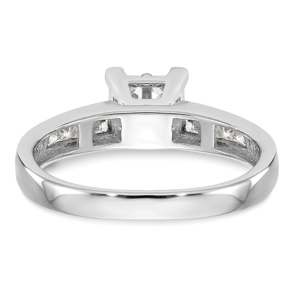 14K Weißgold Quadratisch Cluster 3/4 Karat Princess Diamant Komplett Verlobungsring