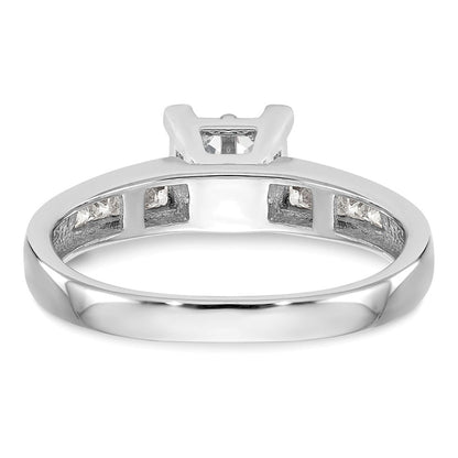 14K Weißgold Quadratisch Cluster 3/4 Karat Princess Diamant Komplett Verlobungsring