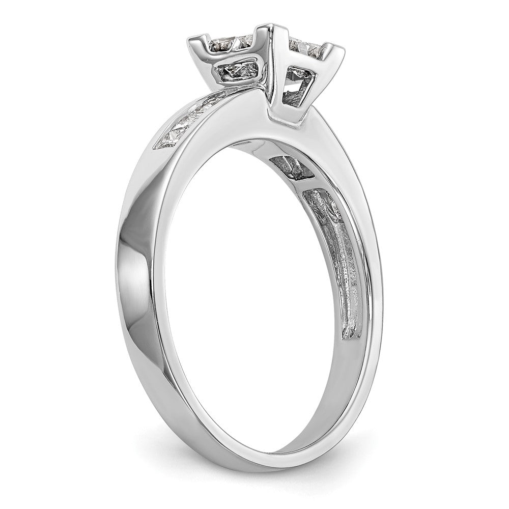 14K Weißgold Quadratisch Cluster 3/4 Karat Princess Diamant Komplett Verlobungsring