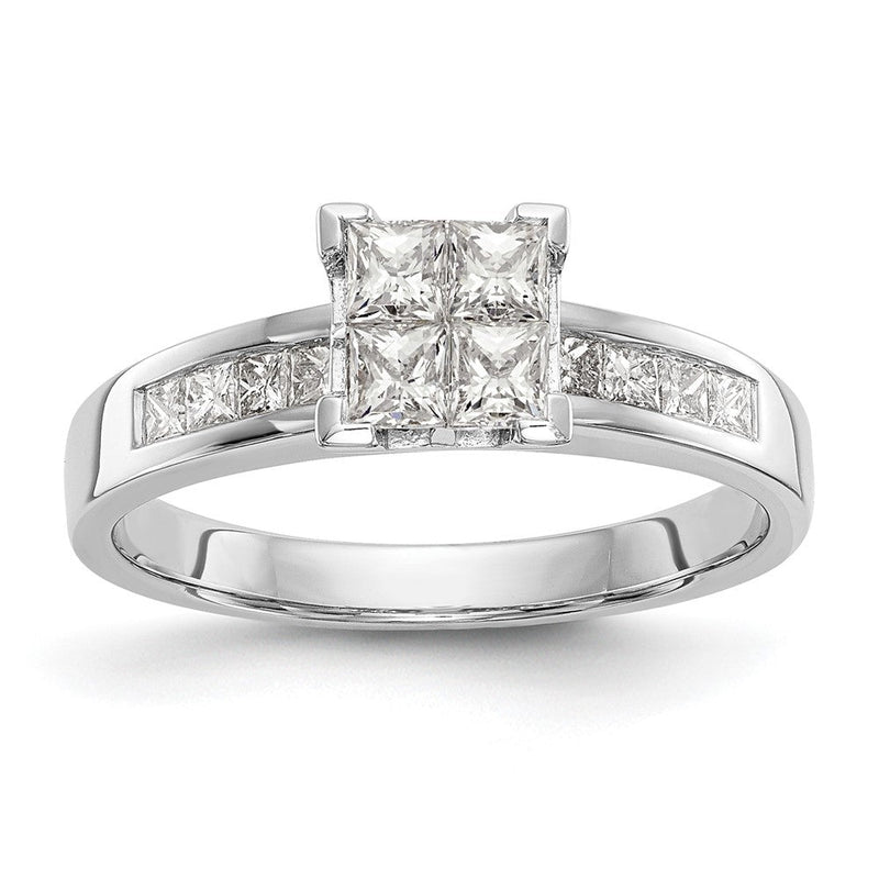 14K Weißgold Verlobungsring mit natürlichen Diamanten im Cluster-Design (komplett besetzt)