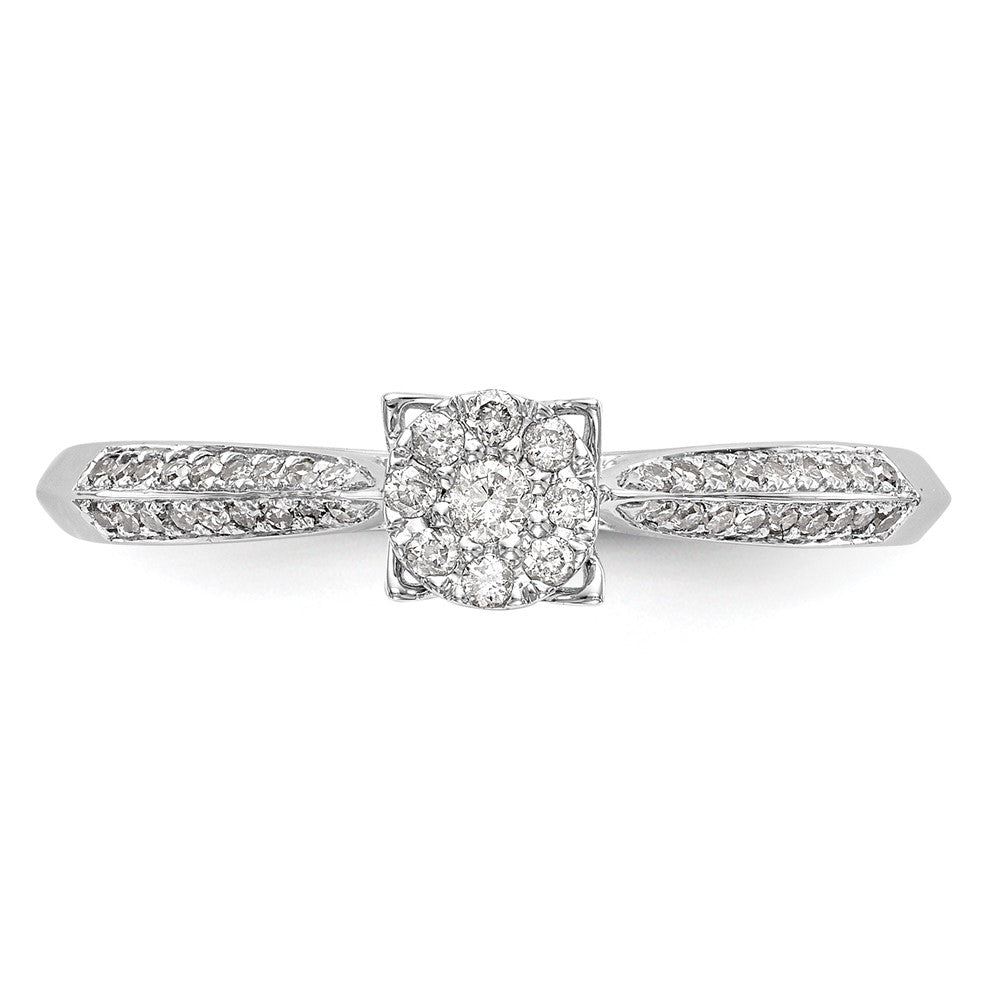 14K Weißgold Komplett Diamant Cluster Verlobungsring