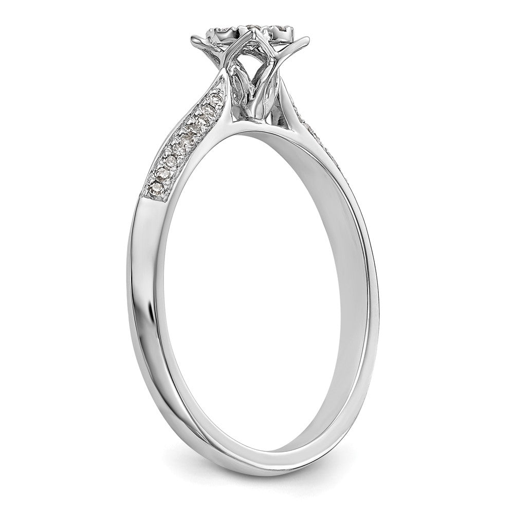 14K Weißgold Komplett Diamant Cluster Verlobungsring