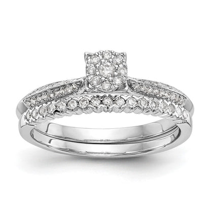 14K Weißgold Komplett Diamant Cluster Verlobungsring