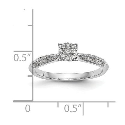 14K Weißgold Komplett Diamant Cluster Verlobungsring