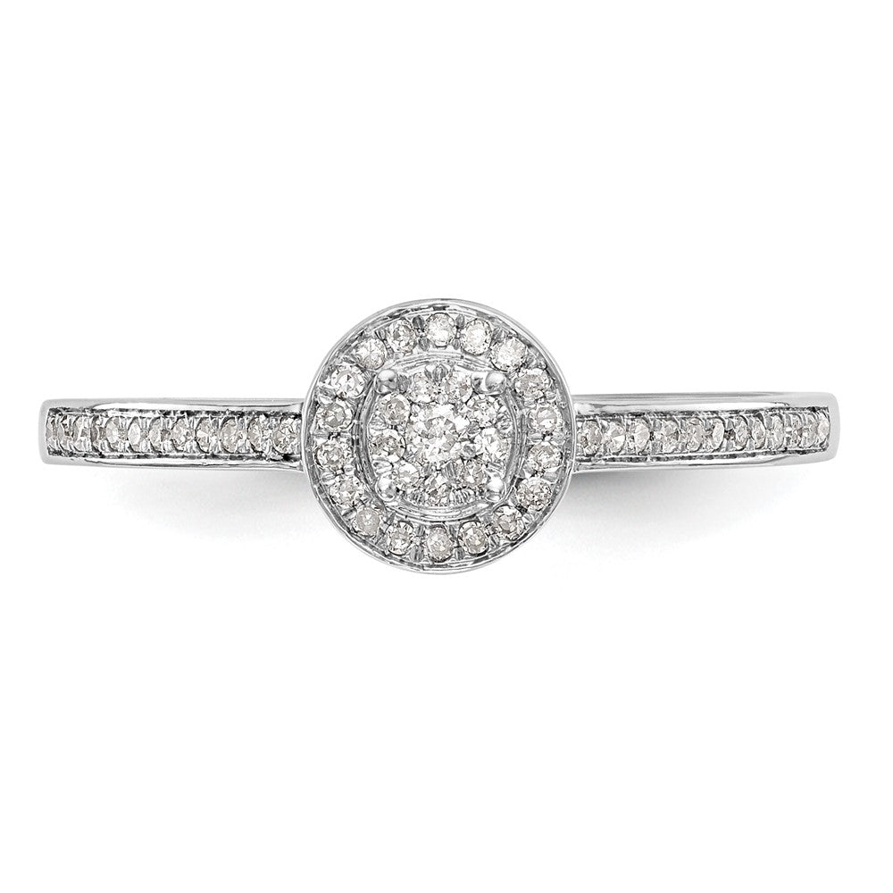10K Weißgold Heiligenschein Cluster 1/5 Karat Diamant Komplett Verlobungsring