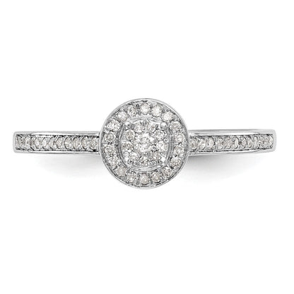 10K Weißgold Heiligenschein Cluster 1/5 Karat Diamant Komplett Verlobungsring