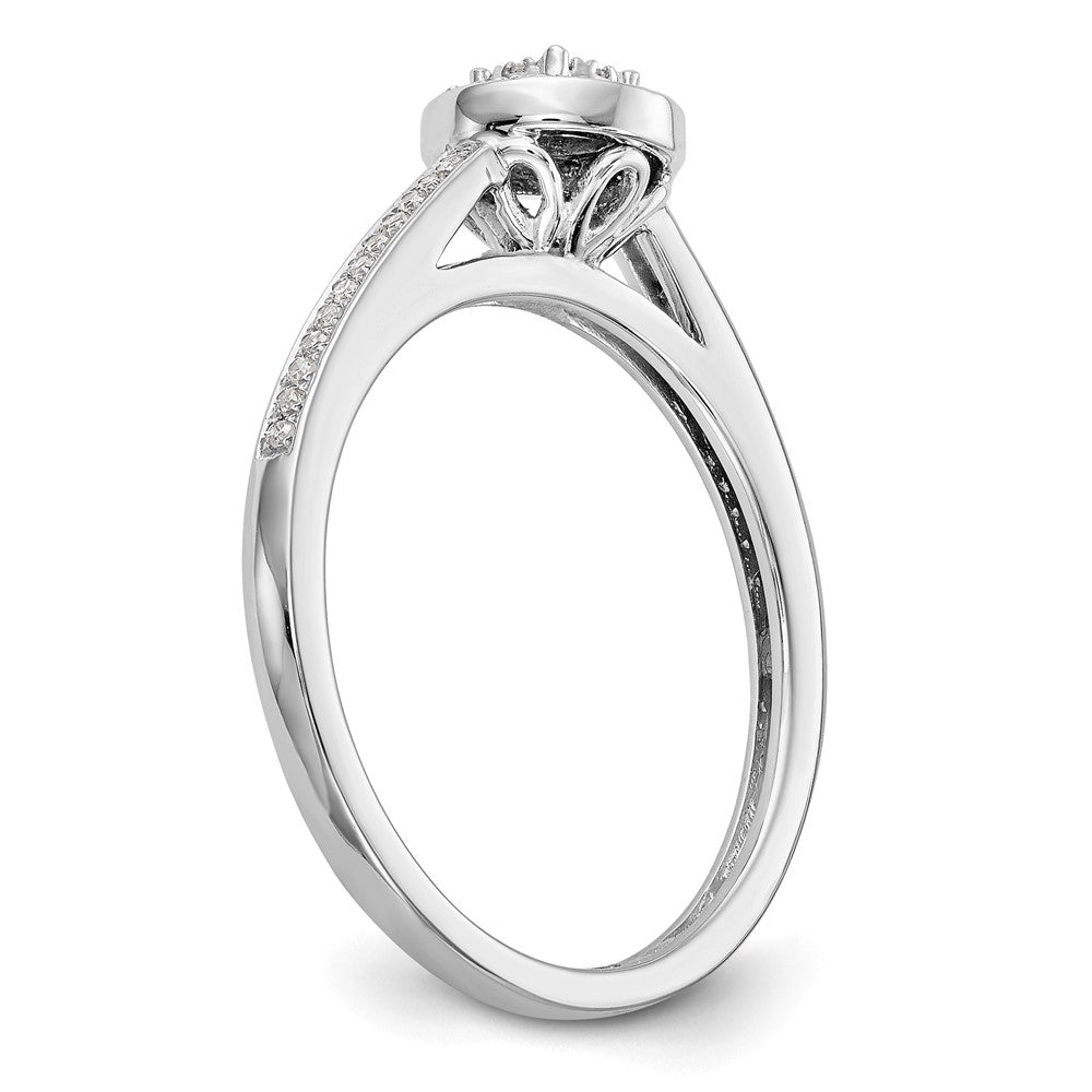 10K Weißgold Heiligenschein Cluster 1/5 Karat Diamant Komplett Verlobungsring