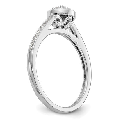10K Weißgold Heiligenschein Cluster 1/5 Karat Diamant Komplett Verlobungsring
