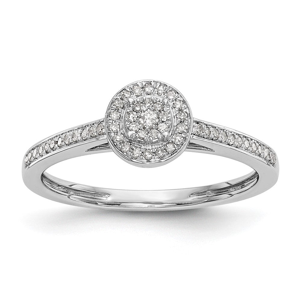 10K Weißgold Heiligenschein Cluster 1/5 Karat Diamant Komplett Verlobungsring