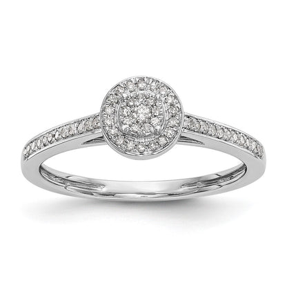 10K Weißgold Heiligenschein Cluster 1/5 Karat Diamant Komplett Verlobungsring