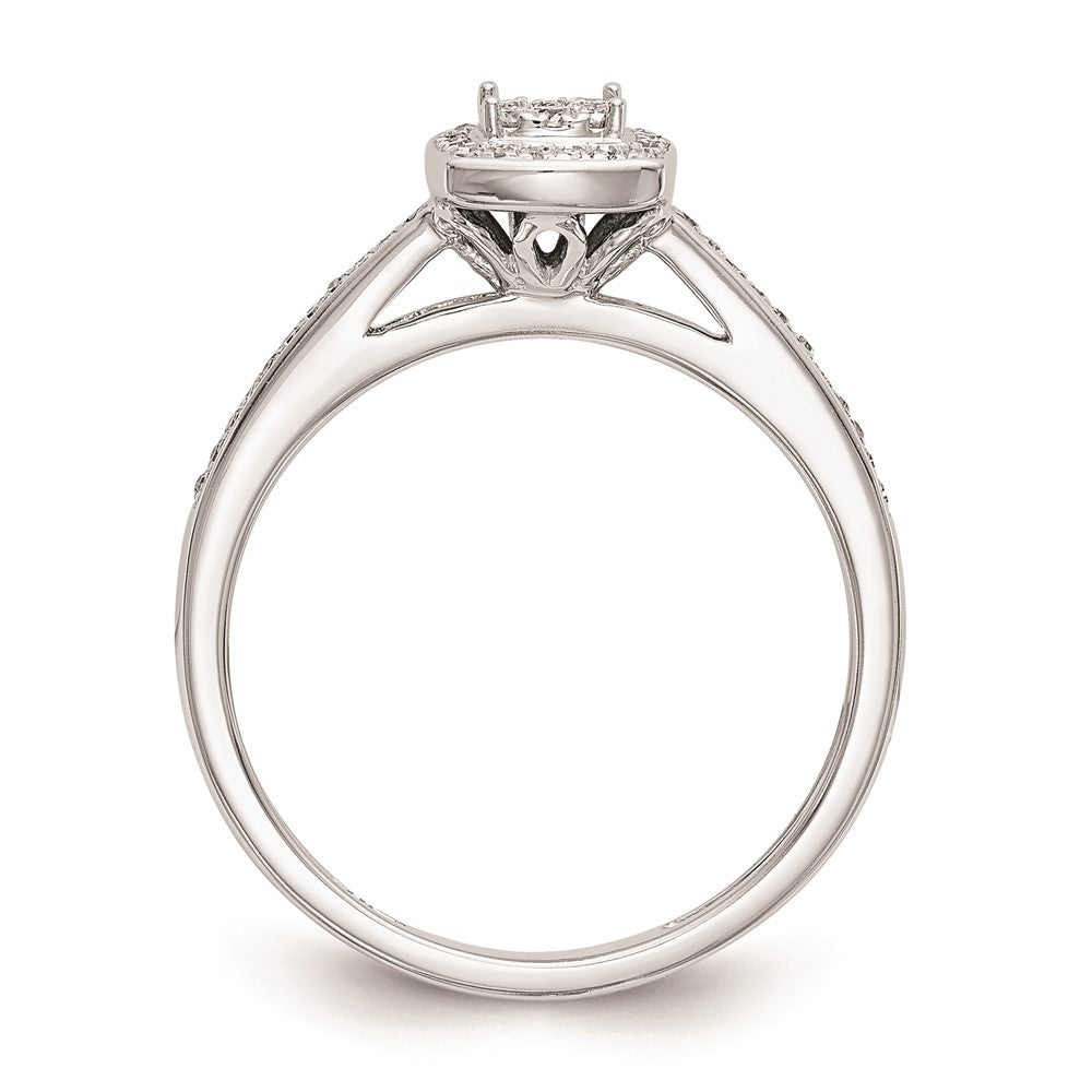14K Weißgold Verlobungsring mit echtem Diamant-Cluster, komplett besetzt