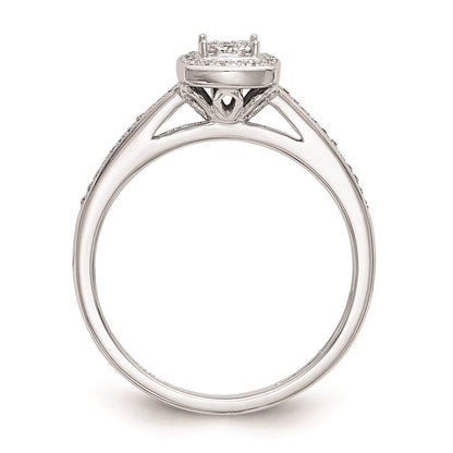 14K Weißgold Verlobungsring mit echtem Diamant-Cluster, komplett besetzt