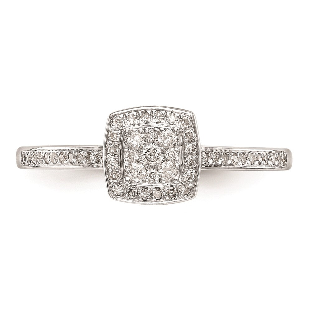 14K Weißgold Verlobungsring mit echtem Diamant-Cluster, komplett besetzt